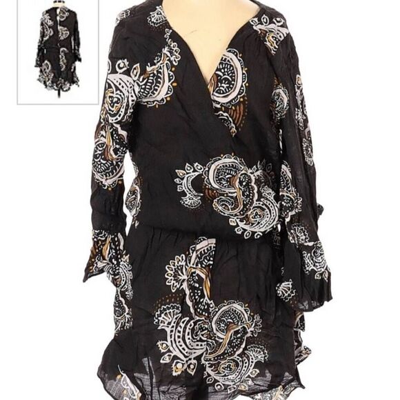 Free People All The Right Ruffles Paisley Romper NWOT Size Small - Picture 2 of 12